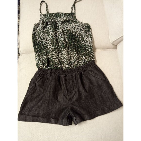 Blue Spice Junior's Black Green Cheetah Print Romper Size Medium - Picture 1 of 5